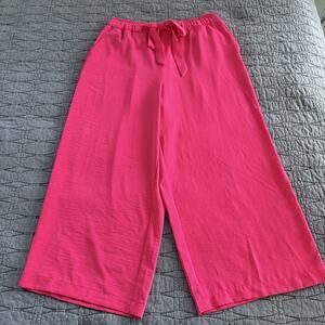 Maison d’Amélie Paris Pink Wide Leg Pull On Pants Tie Waist Cropped Women’s 10